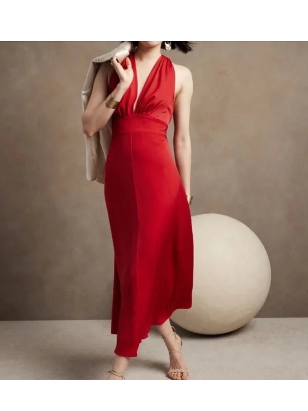 EUC Banana Republic Samba Red Resort Halter Maxi Dress